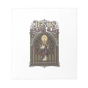 Jesus Stained Glass Jesus Stained Glass Cathedral  Notepad