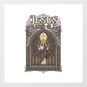 Jesus Stained Glass Jesus Stained Glass Cathedral Window Cling
