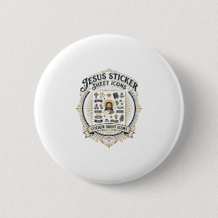 Jesus Sticker Sheet Icons Jesus Sticker Sheet Icon 6 Cm Round Badge