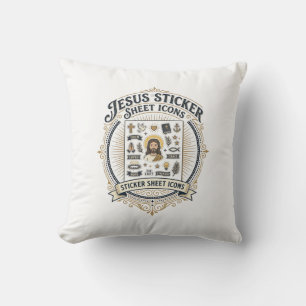 Jesus Sticker Sheet Icons Jesus Sticker Sheet Icon Cushion