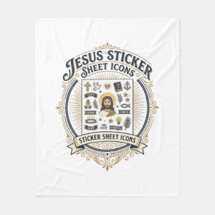 Jesus Sticker Sheet Icons Jesus Sticker Sheet Icon Fleece Blanket
