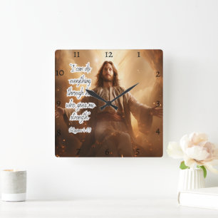 Jesus: Strength, Philippians, Time Square Wall Clock