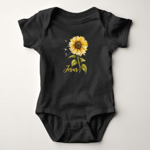 Jesus Sunflower Inspirational Flower Positivity Baby Bodysuit