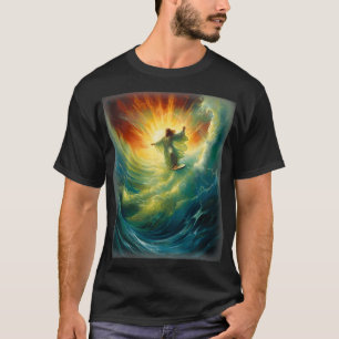 Jesus Surfer Heaven Wave Surfing Christian Surf Be T-Shirt