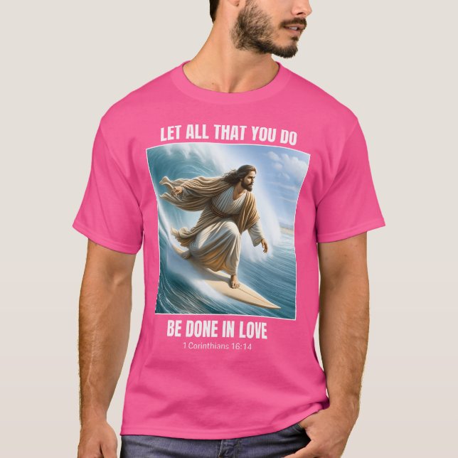 Jesus Surfing - Christian Surfing Design 1 Corinth T-Shirt (Front)