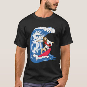 Jesus Surfing Funny Jesus T-Shirt
