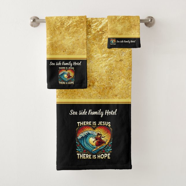 Jesus Surfing  Sparks Faithful Joy Daily (B) Bath Towel Set (Insitu)