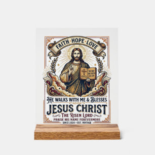 Jesus Surfing T-Shirt Inspirational Faith Acrylic Sign