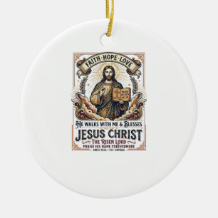 Jesus Surfing T-Shirt Inspirational Faith Ceramic Tree Decoration