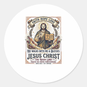 Jesus Surfing T-Shirt Inspirational Faith Classic Round Sticker