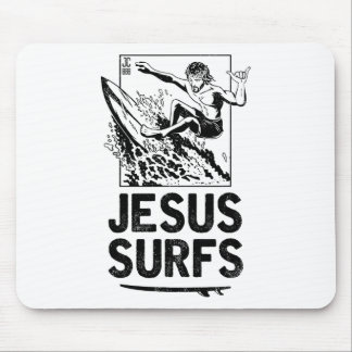 Jesus Surfs Funny Jesus Christian Surfer Mouse Mat