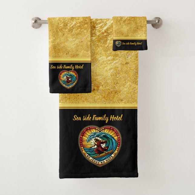 Jesus Surfs Waves Bringing Eternal Hope (B) Bath Towel Set (Insitu)