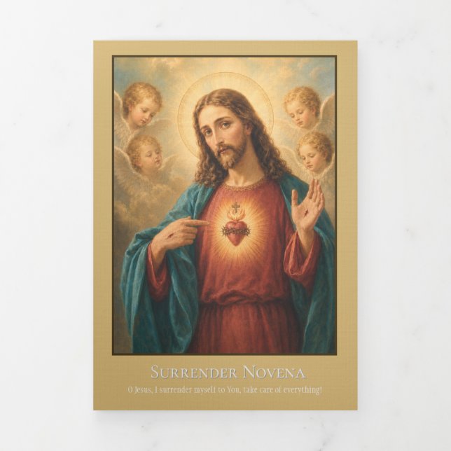 Jesus Surrender Novena Catholic Prayer Tri-Fold Card (Cover)