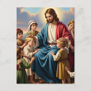 Jesus Surrounded by Children Holiday Postcard