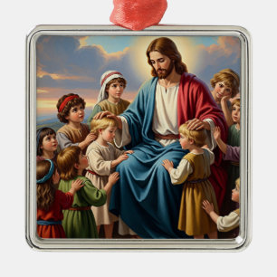 Jesus Surrounded by Children Metal Tree Decoration