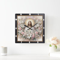 Jesus Surrounded by Lilies Roses