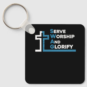 Jesus Swag Serve Worship Glorify Faith Religious C Key Ring