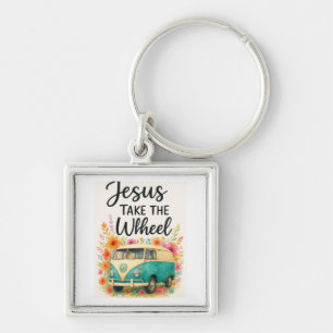 Jesus take the wheel key ring