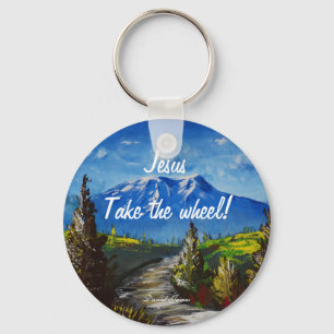 Jesus Take the Wheel Mountain Road Key Ring