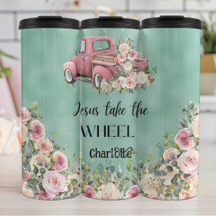 Jesus: Take the Wheel, Pink Truck Thermal Tumbler