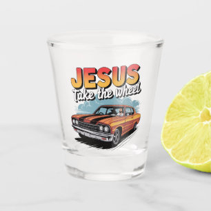Jesus Take the Wheel Vintage Muscle Car Shot Glass
