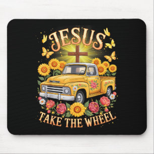 Jesus Take The Wheel Vintage Sunflower Faith Outfi Mouse Mat