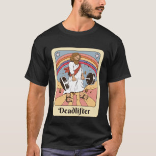 Jesus Tarot Card Gym Deadlifts Workout Retro T-Shirt