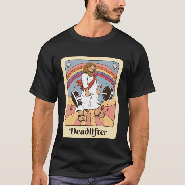 Jesus Tarot Card  Gym Deadlifts Workout Retro T-Shirt (Front)