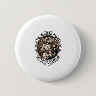 Jesus Tattoo Artist Studio T-Shirt Inspirational F 6 Cm Round Badge