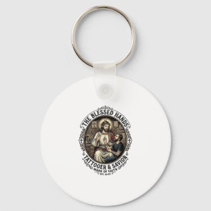 Jesus Tattoo Artist Studio T-Shirt Inspirational F Key Ring