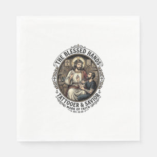 Jesus Tattoo Artist Studio T-Shirt Inspirational F Napkin