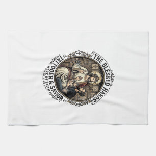 Jesus Tattoo Artist Studio T-Shirt Inspirational F Tea Towel