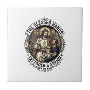 Jesus Tattoo Artist Studio T-Shirt Inspirational F Tile