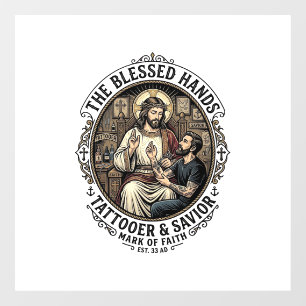 Jesus Tattoo Artist Studio T-Shirt Inspirational F Window Cling