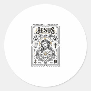 Jesus Tattoo Flash Christian Jesus Tattoo Flash Ch Classic Round Sticker