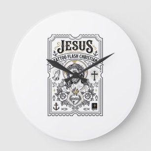Jesus Tattoo Flash Christian Jesus Tattoo Flash Ch Large Clock
