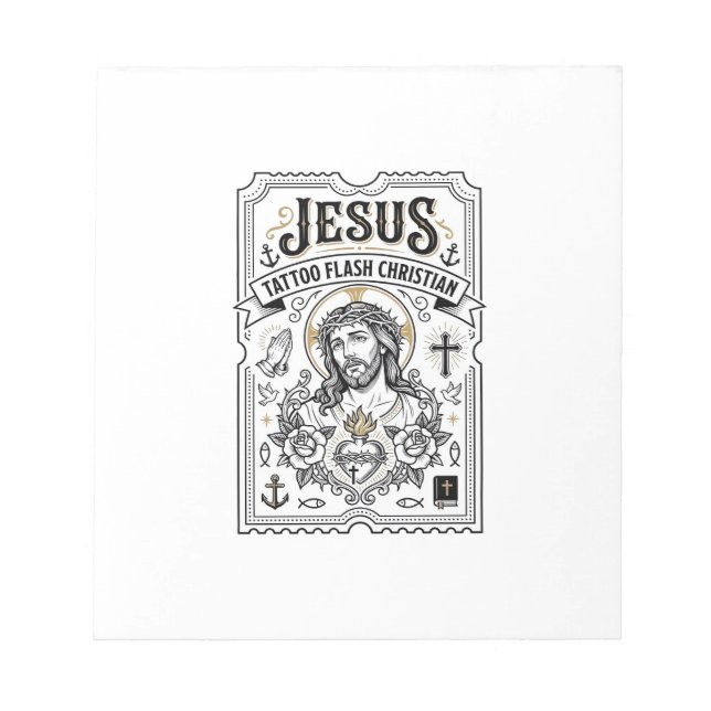 Jesus Tattoo Flash Christian Jesus Tattoo Flash Ch Notepad (Front)
