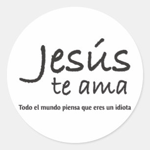 Jesús te ama classic round sticker