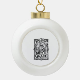 Jesus Tea Lover Graphic Tee Christian Ceramic Ball Christmas Ornament