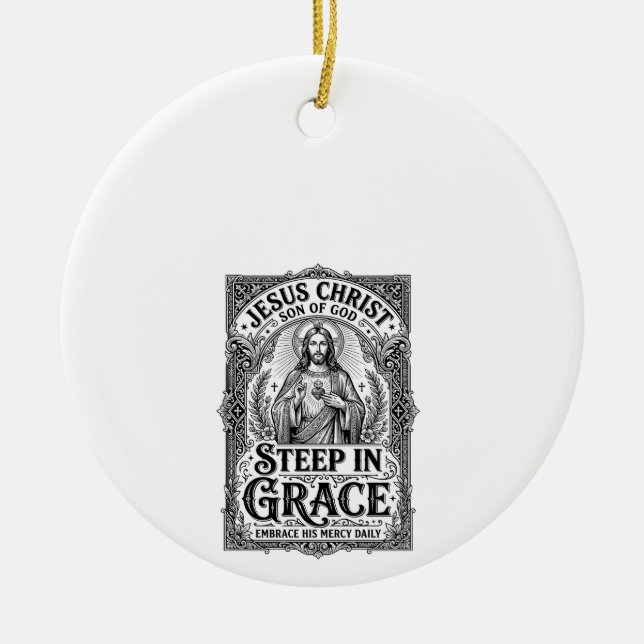 Jesus Tea Lover Graphic Tee Christian Ceramic Tree Decoration (Front)