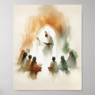 Jesus Teaching Children - Modern Christian Poster