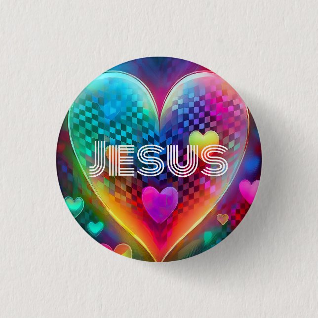 Jesus Techno Heart Button (Front)