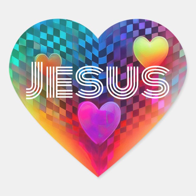 Jesus Techno Heart  Sticker (Front)