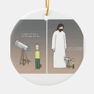 Jesus Telescope Ceramic Tree Decoration