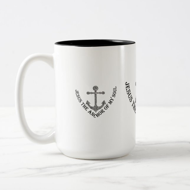 JESUS THE ANCHOR OF MY SOUL Two-Tone COFFEE MUG (Left)