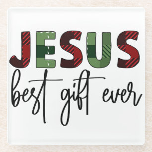 Jesus the best gift ever Christmas God birthday Glass Coaster