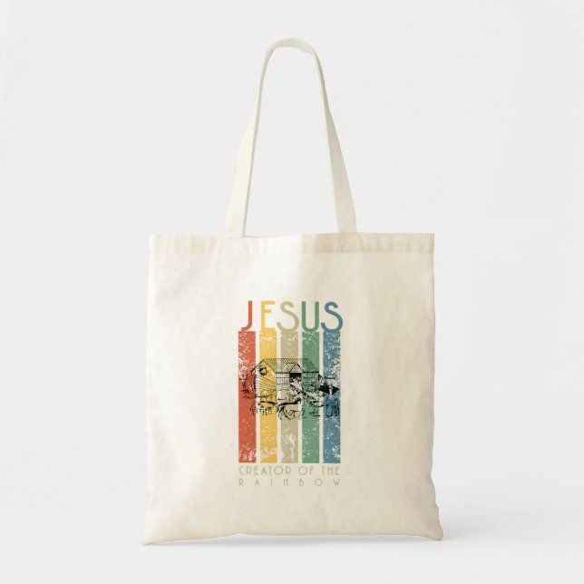 Jesus The Creator Of The Rainbow Tote Bag (Front)