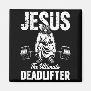Jesus The Deadlifter Funny Christian Gym Pun Magnet