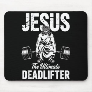 Jesus The Deadlifter Funny Christian Gym Pun  Mouse Mat