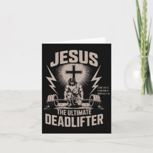 Jesus The Deadlifter Funny Christian Gym Workout  Card